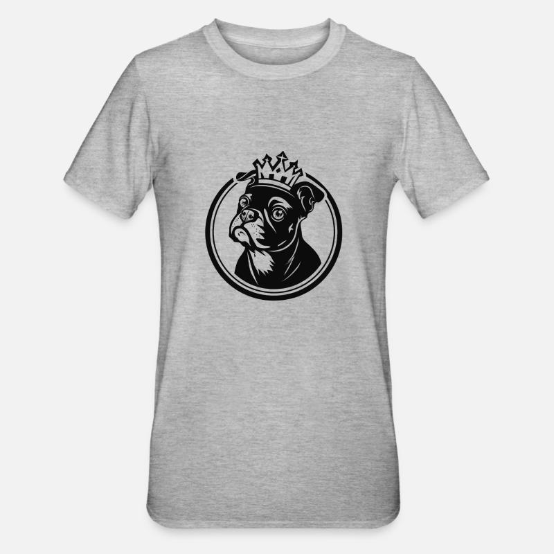 Chien mignon avec couronne - T-shirt polycoton Unisexe - gris chiné