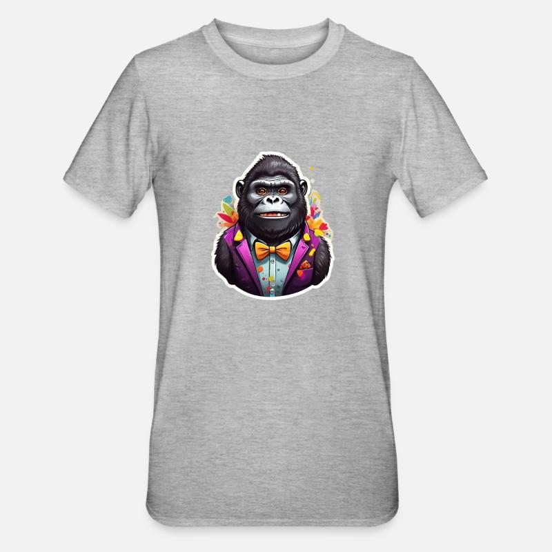 Gorille comique drôle - T-shirt polycoton Unisexe - gris chiné