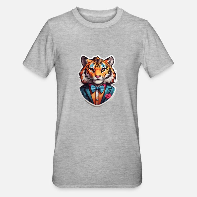 Funny Comic Tiger - Unisex Polycotton T-Shirt - heather grey
