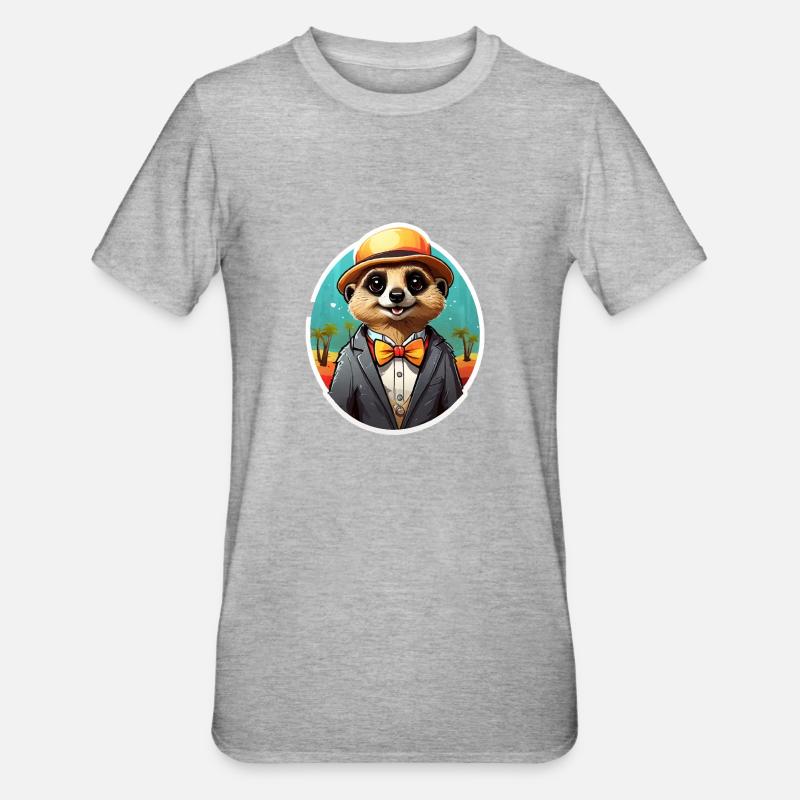 Drôle Bande Dessinée Suricate - T-shirt polycoton Unisexe - gris chiné