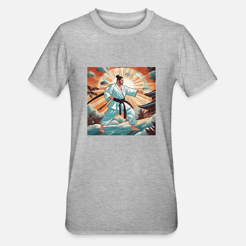 Oi Tsuki. Karaté. - T-shirt polycoton Unisexe - gris chiné