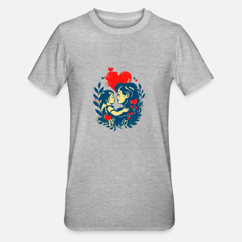 Mutter und Kind im Angesicht - Unisex Polycotton T-Shirt - Grau meliert
