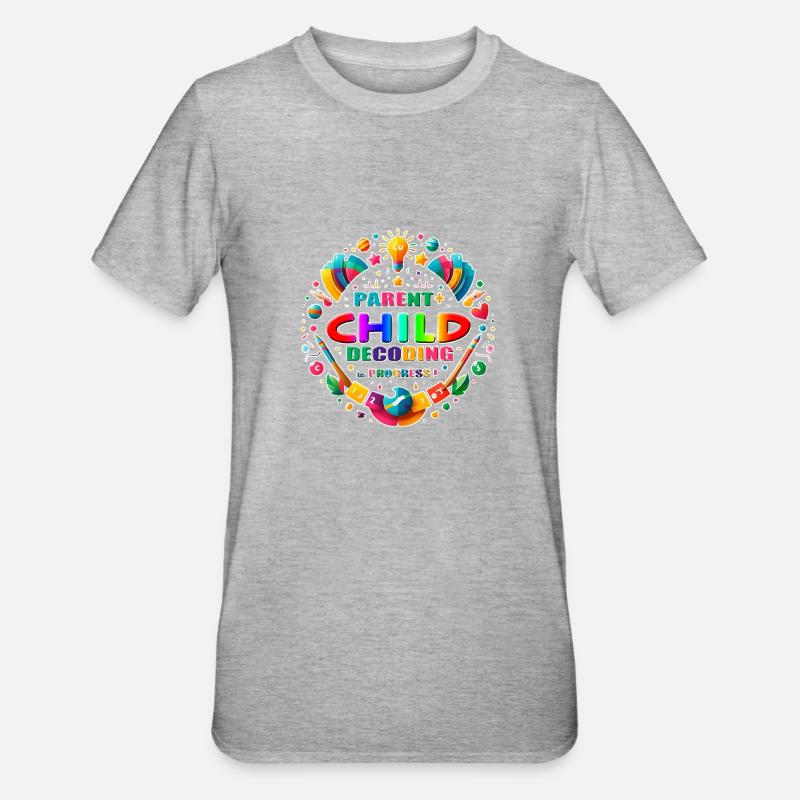 Parent Child, Decoding in Progress ! - Unisex Polycotton T-Shirt - heather grey