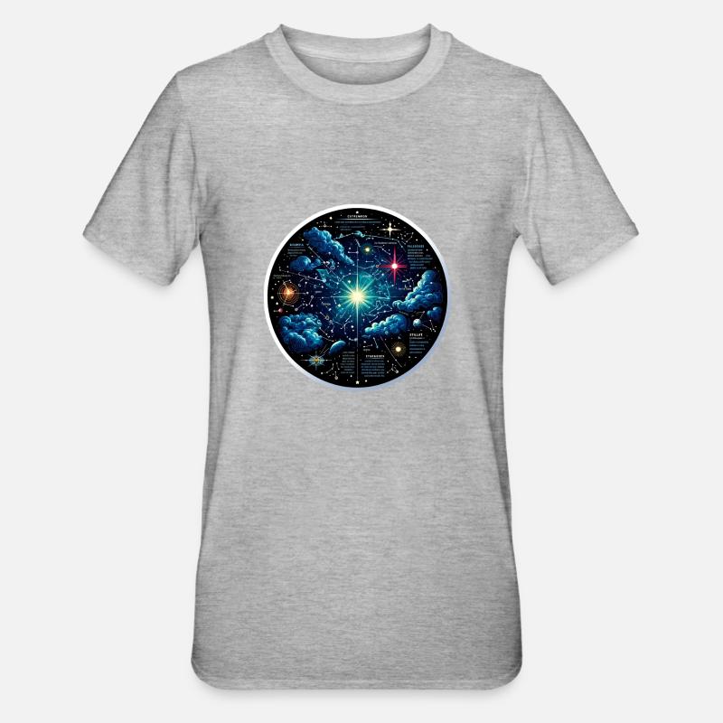 Constellations Star Map - Unisex Polycotton T-Shirt - heather grey