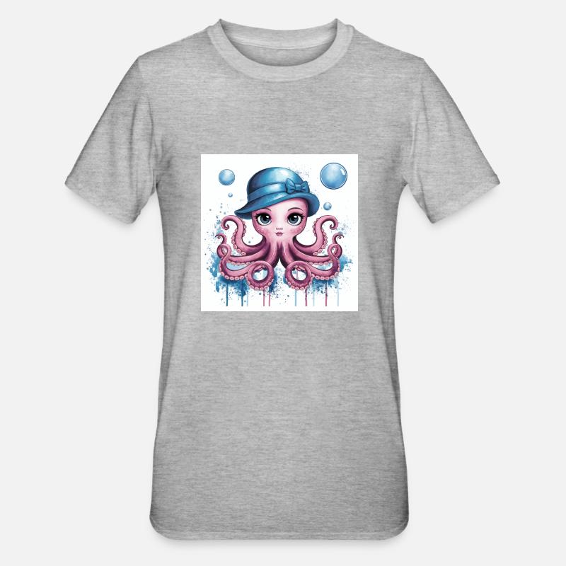 small cute octopus - Unisex Polycotton T-Shirt - heather grey