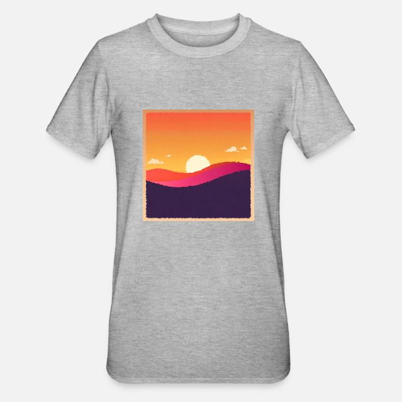 Coucher et lever du soleil - T-shirt polycoton Unisexe - gris chiné
