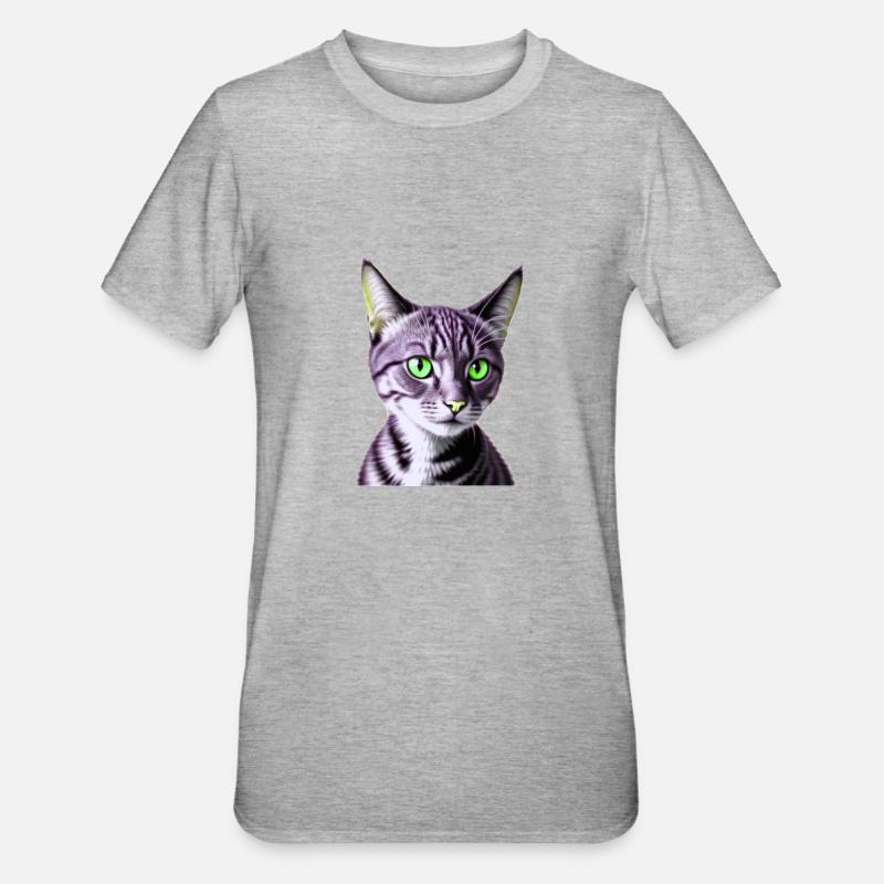Chat aux yeux verts - T-shirt polycoton Unisexe - gris chiné