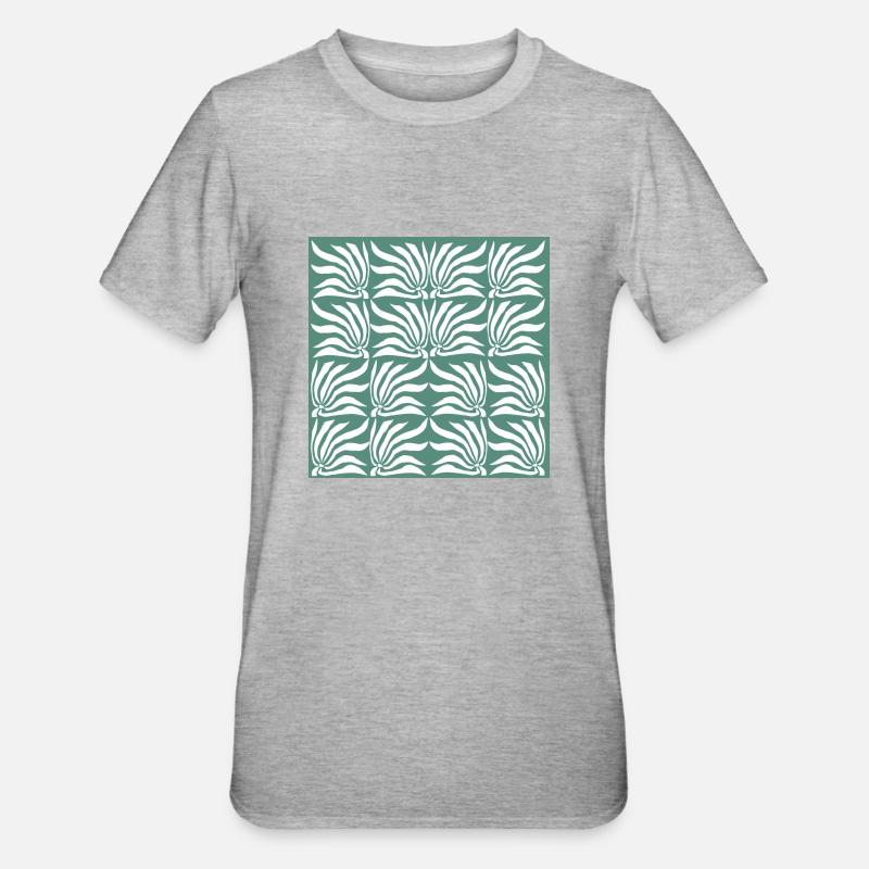 Motif de fleurs géométriques - T-shirt polycoton Unisexe - gris chiné