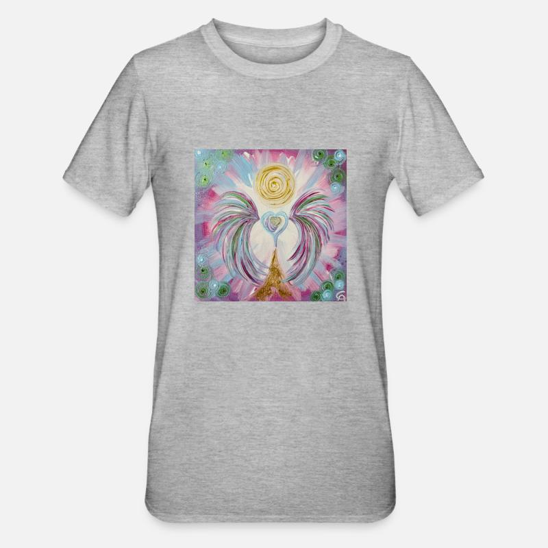 Herzengel Lichtleben - Unisex Polycotton T-Shirt - Grau meliert