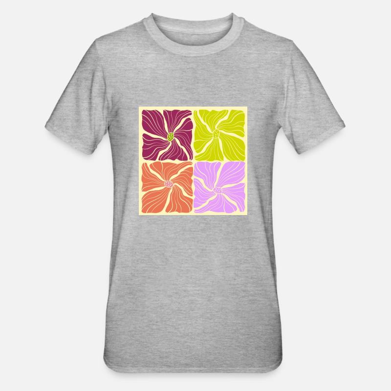 Motif de fleurs - T-shirt polycoton Unisexe - gris chiné