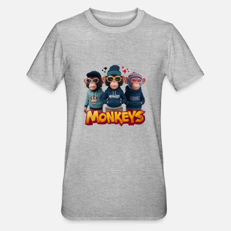 Monkeys 2 - T-shirt polycoton Unisexe - gris chiné