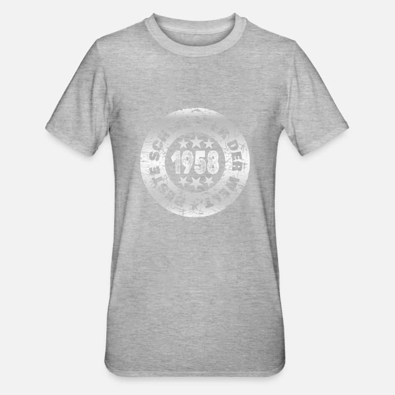 Né en 1958 - T-shirt polycoton Unisexe - gris chiné