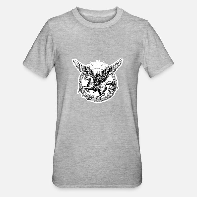 un ange armé d'une épée - T-shirt polycoton Unisexe - gris chiné