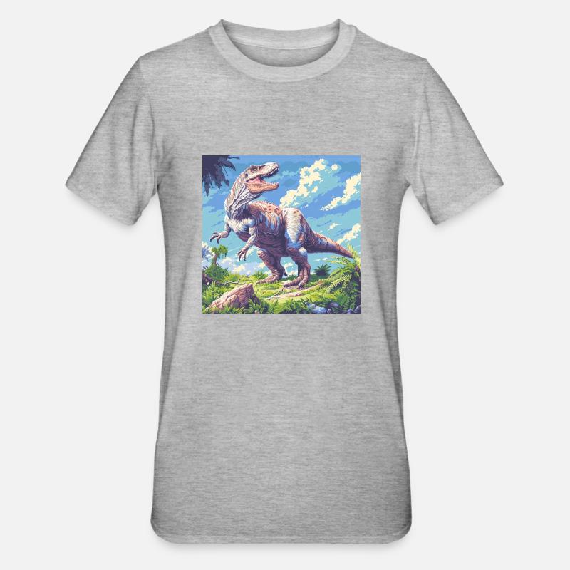 Dinosaurier - Unisex Polycotton T-Shirt - Grau meliert