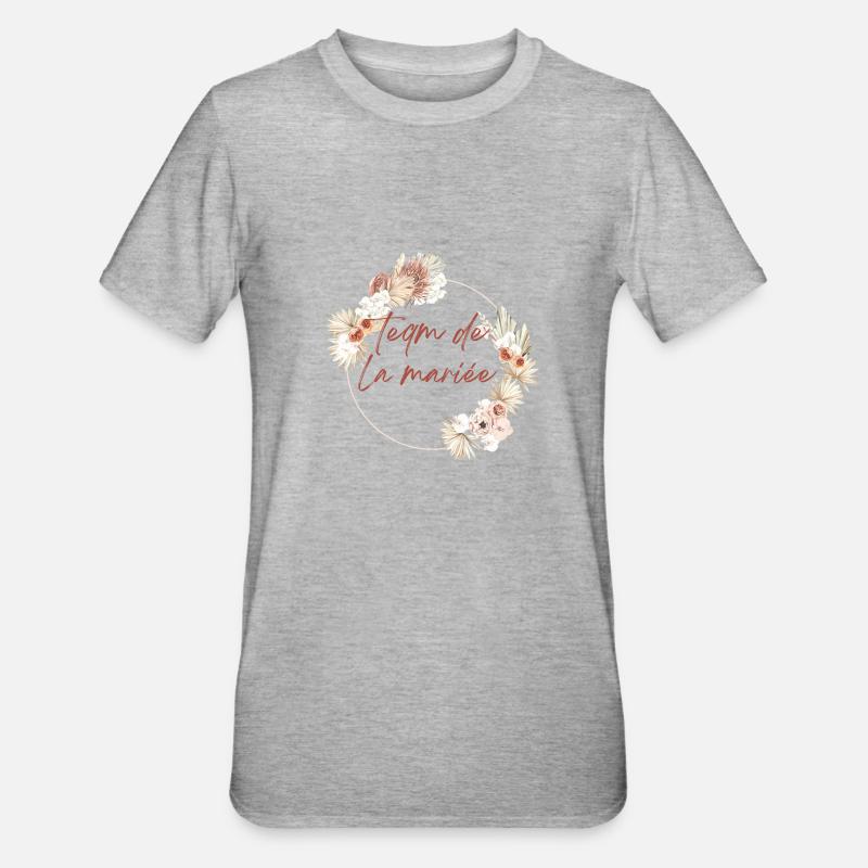 Bridal Team Crown Boho Flowers - Unisex Polycotton T-Shirt - heather grey
