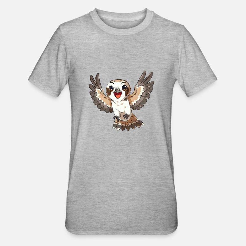 Faucon joyeux déployant les ailes - T-shirt polycoton Unisexe - gris chiné