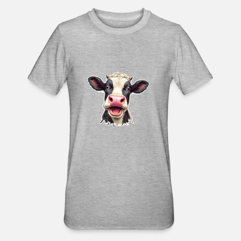 Vache effrayée - T-shirt polycoton Unisexe - gris chiné