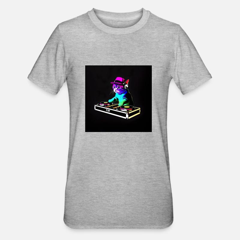 DJ Chat Scratch - T-shirt polycoton Unisexe - gris chiné