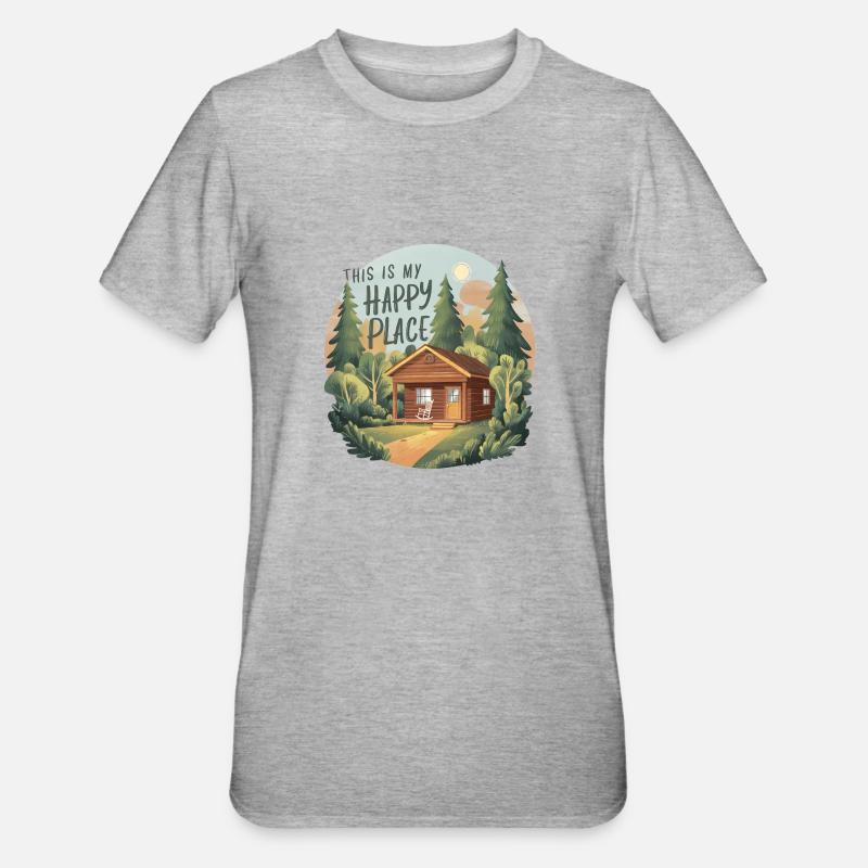 C’EST MON ENDROIT HEUREUX - T-shirt polycoton Unisexe - gris chiné