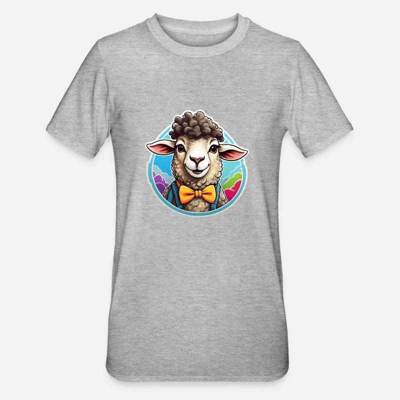 Lustiges Schaf Comic - Unisex Polycotton T-Shirt - Grau meliert