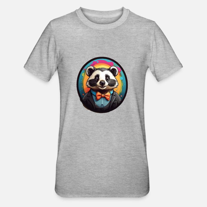 Lustiger Waschbär Comic - Unisex Polycotton T-Shirt - Grau meliert