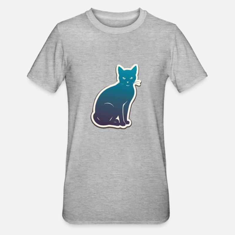 Silhouette de chat - T-shirt polycoton Unisexe - gris chiné