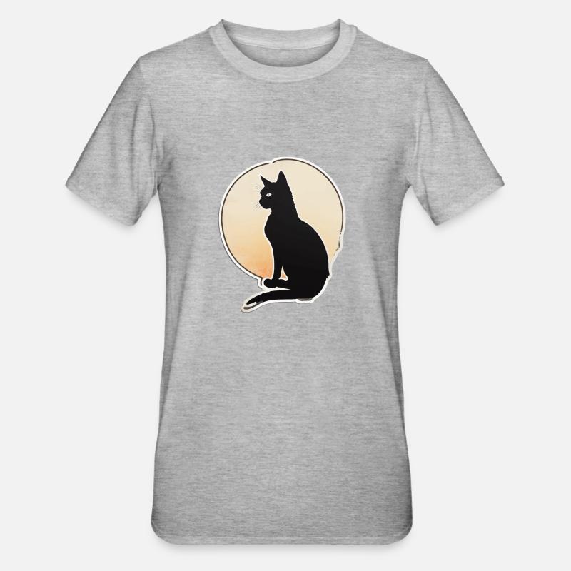 Silhouette de chat - T-shirt polycoton Unisexe - gris chiné