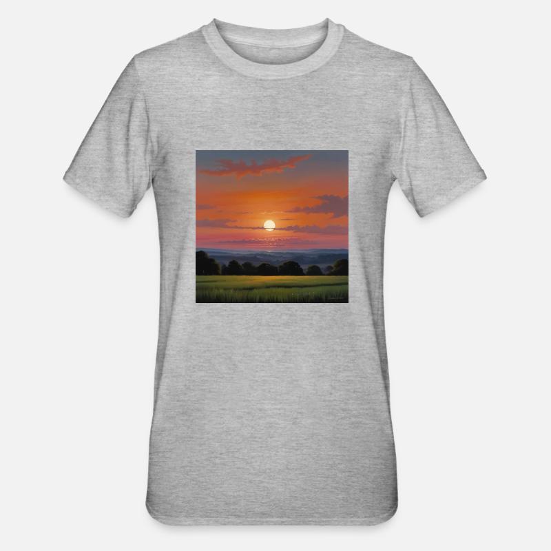 Paysage Coucher De Soleil - T-shirt polycoton Unisexe - gris chiné