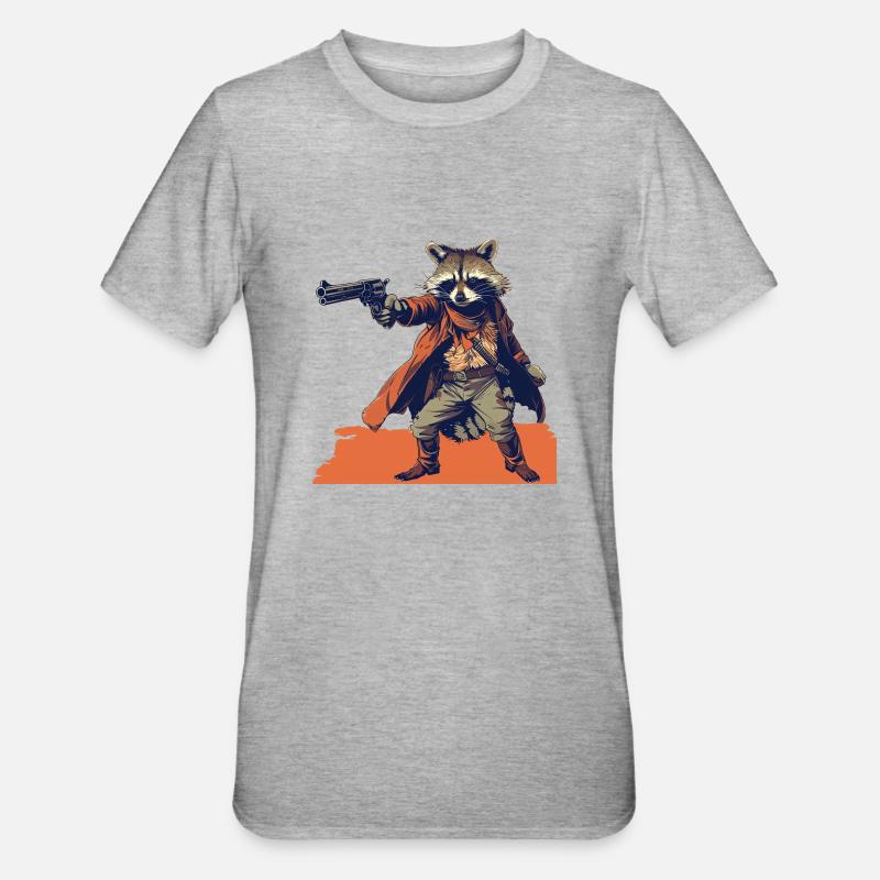 Waschbär - Unisex Polycotton T-Shirt - Grau meliert