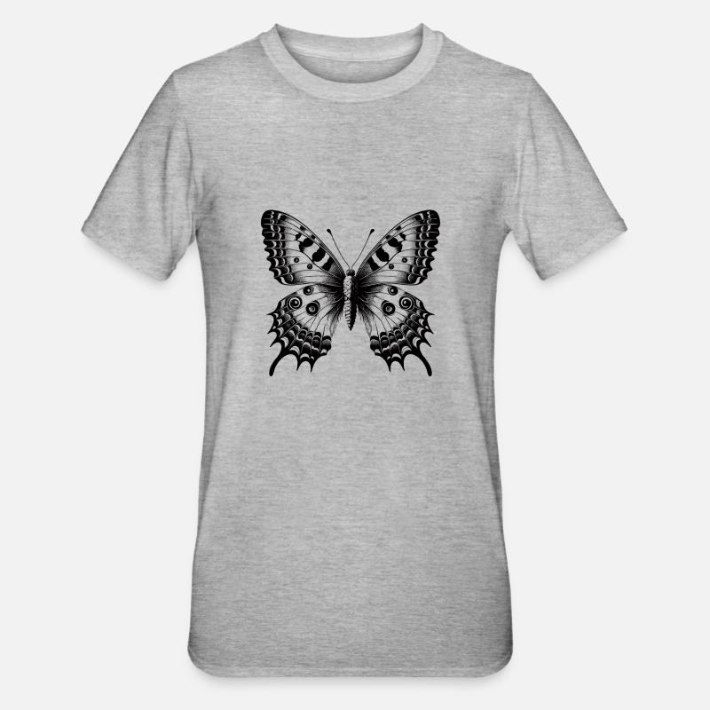 Papillon fleur - Délicatesse Envolée - T-shirt polycoton Unisexe - gris chiné