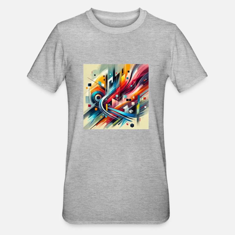 Lebendige Harmonie - Abstraktes Gemälde - Unisex Polycotton T-Shirt - Grau meliert
