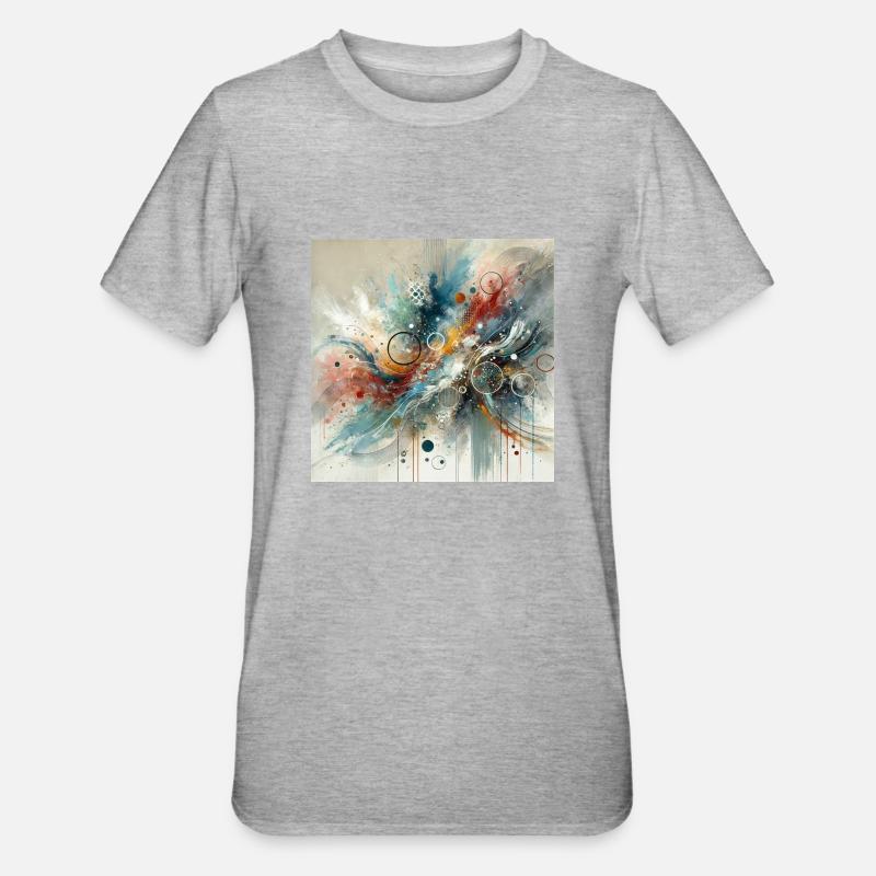 Flux dynamique - Peinture abstraite - T-shirt polycoton Unisexe - gris chiné