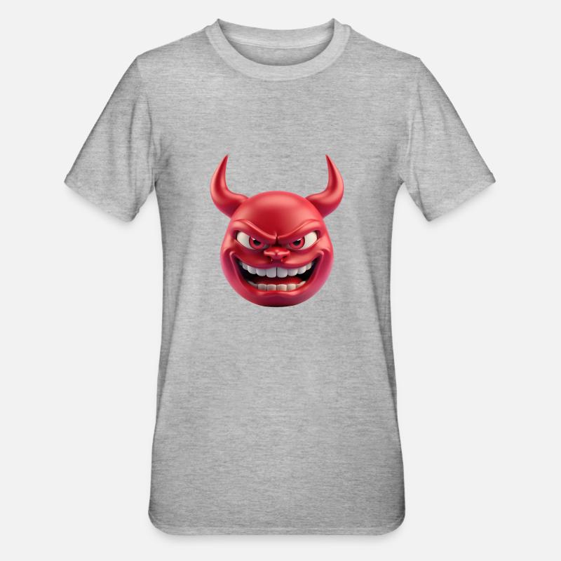 Devil Satan Emoticon - Unisex Polycotton T-Shirt - heather grey