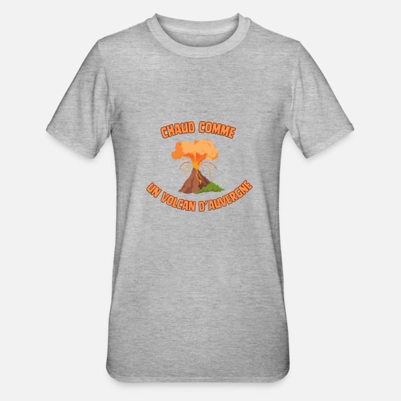 Chaud comme un volcan d' Auvergne! - T-shirt polycoton Unisexe - gris chiné