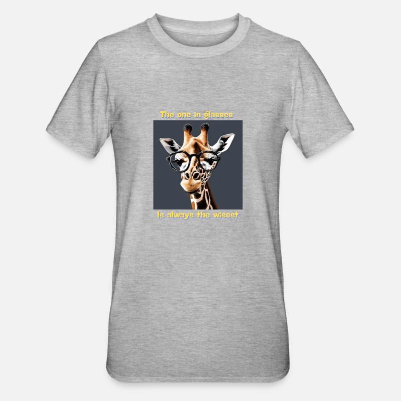 Wise Giraffe with Smart Glasses - Unisex Polycotton T-Shirt - heather grey