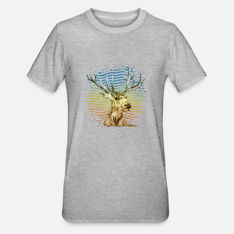 Hirsch - Unisex Polycotton T-Shirt - Grau meliert