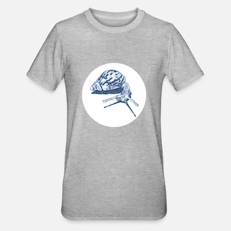 snail with shadow scribble art - Unisex Polycotton T-Shirt - Grau meliert