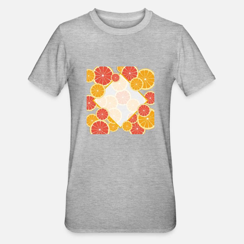 Grapefruit Orange Fenster - Unisex Polycotton T-Shirt - Grau meliert
