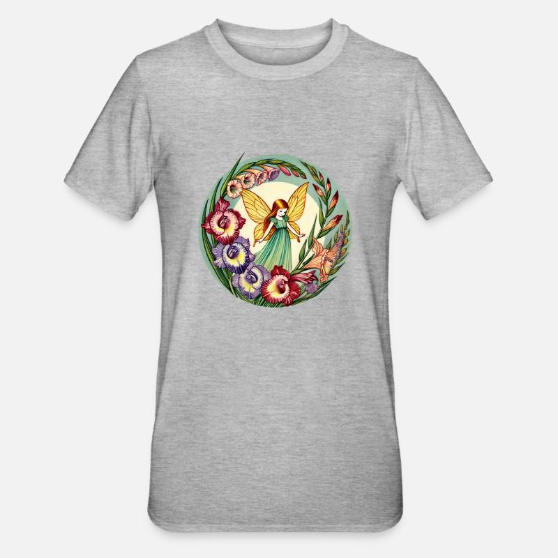 Gladiolen-Fee - Unisex Polycotton T-Shirt - Grau meliert