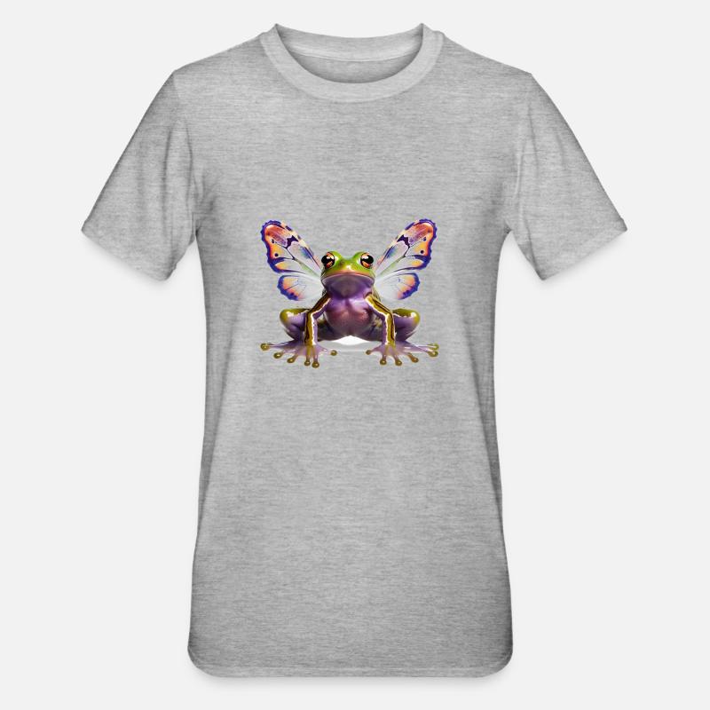 Psychedelic Goa Butterfly Frog - Unisex Polycotton T-Shirt - heather grey