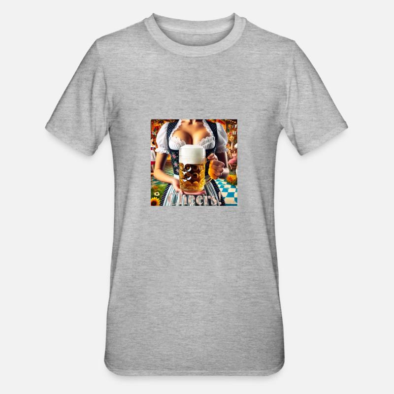 Cheers Bier Dekoltee - Unisex Polycotton T-Shirt - Grau meliert