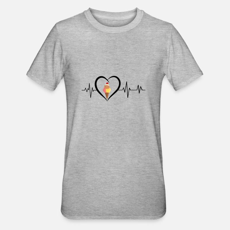Herzschlag-Eiswaffel - Unisex Polycotton T-Shirt - Grau meliert