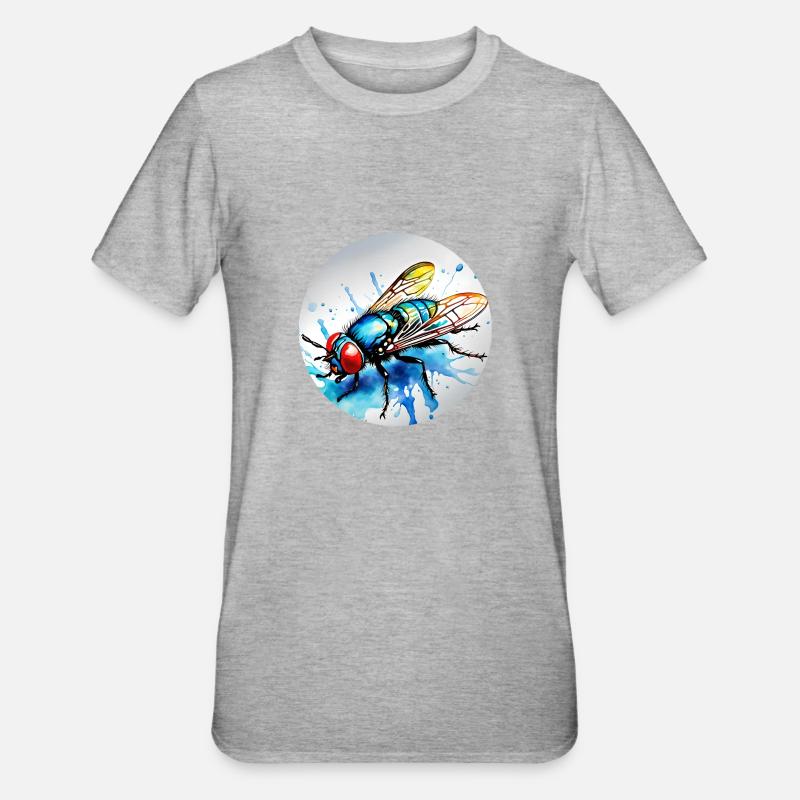 Fliege rund - Unisex Polycotton T-Shirt - Grau meliert