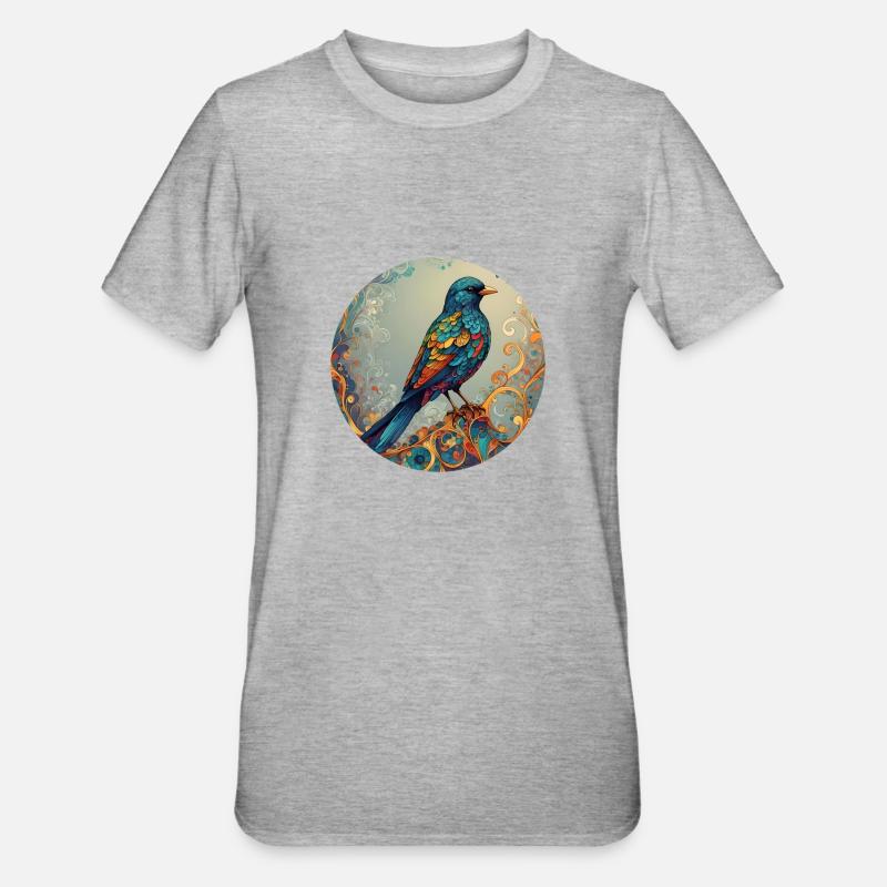 Vogel runder Batch - Unisex Polycotton T-Shirt - Grau meliert