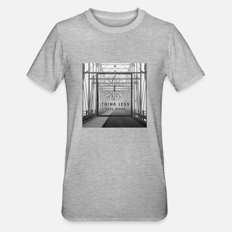 Think Less, Feel More - Unisex Polycotton T-Shirt - Grau meliert