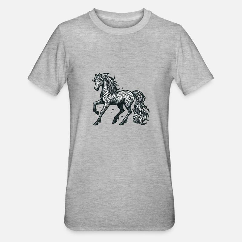 Reitpferd - Unisex Polycotton T-Shirt - Grau meliert