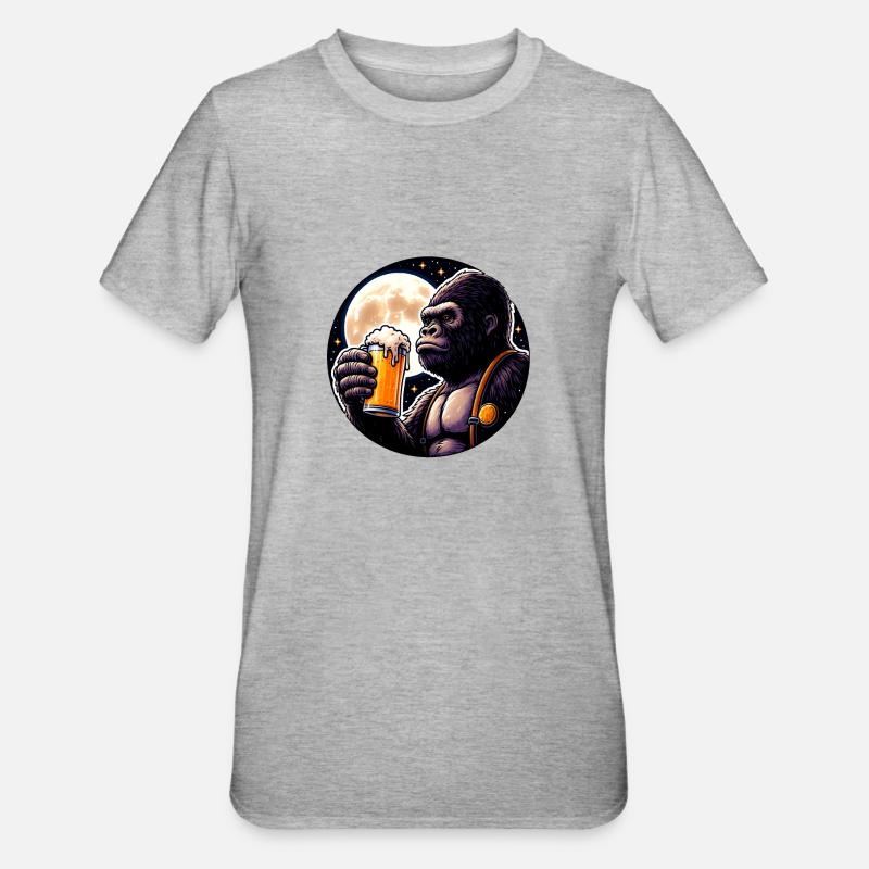Festlicher Bieraffe - Unisex Polycotton T-Shirt - Grau meliert