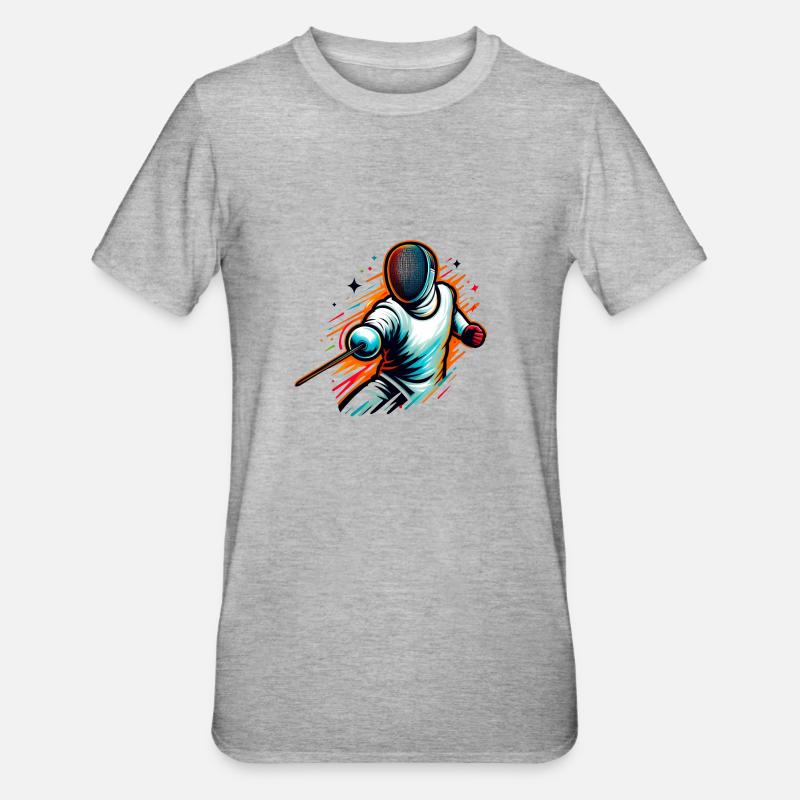 Fechten, Kampfkunst - Unisex Polycotton T-Shirt - Grau meliert