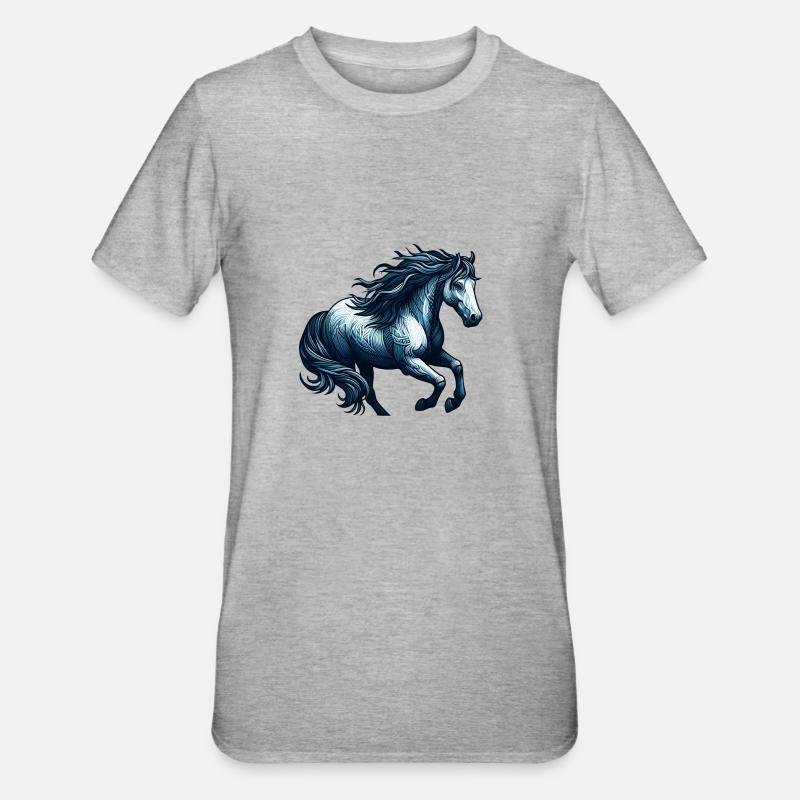 Pferde-Pony - Unisex Polycotton T-Shirt - Grau meliert