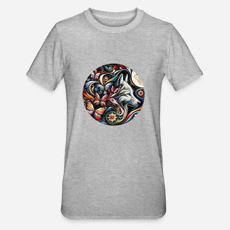 Wolf 1 - Unisex Polycotton T-Shirt - Grau meliert